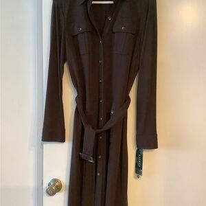 Elegant Brown Shirt Dress
